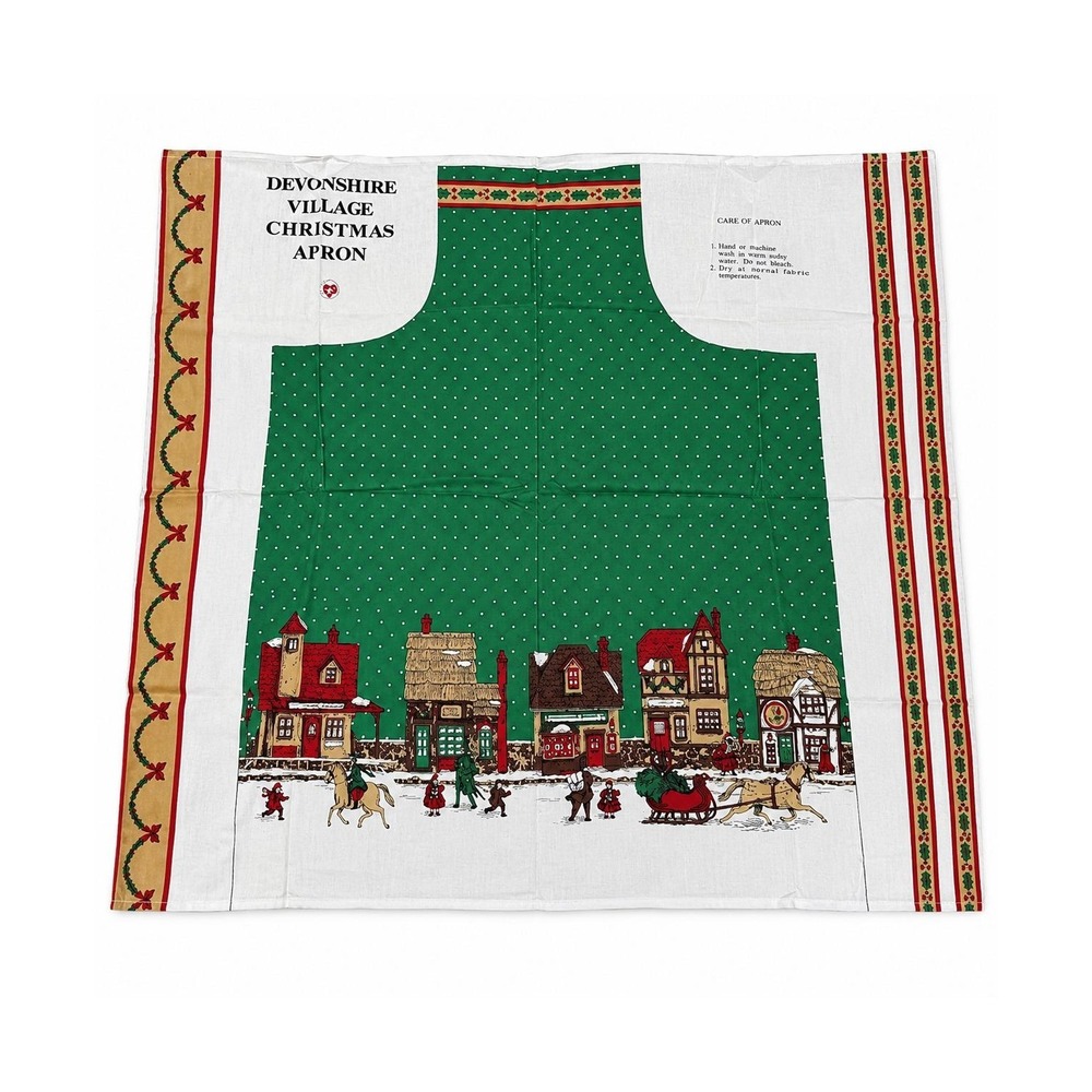 Devonshire England Village Christmas Apron‎ Fabric New Uncut Holiday Baking